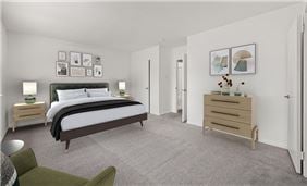 Spacious Bedroom with Extensive Closet Space (One-Bedroom Floor Plan with Model Furniture Shown)
